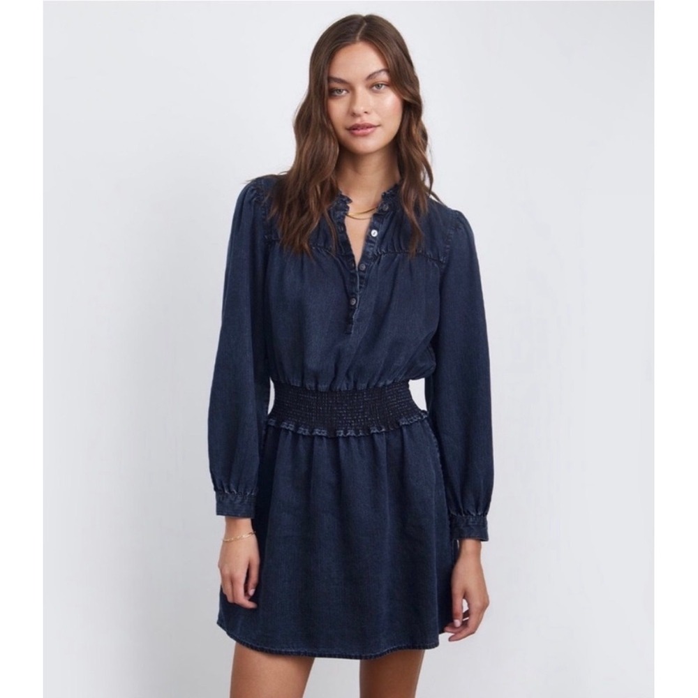 Rails Chambray Dark Wash Long Sleeve Dress